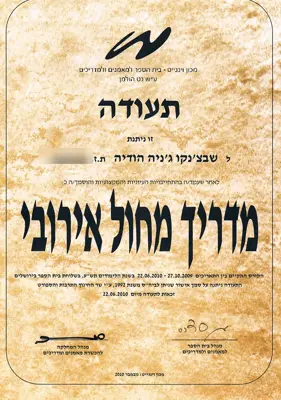 תעודה: מדריכת מחול אירובי, 2010